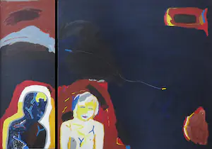 Niet of onleesbaar gesigneerd - Gemengde techniek op doek, Yellow boy - Ingelijst (Zeer groot) kopen? Bied vanaf 1!