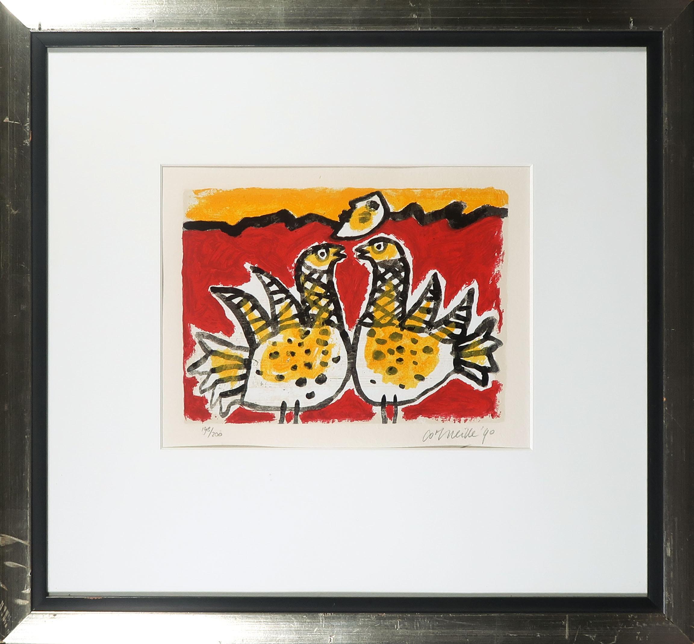 Corneille - Zeefdruk, L'oiseaux et la lune - Ingelijst kopen? Bied vanaf 1!