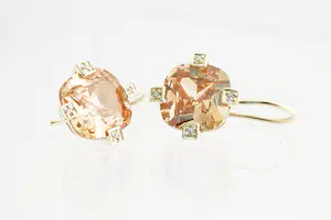 122- Leuke set 14 karaats gouden oorsieraden - facetgeslepen cognac edelsteen kopen? Bied vanaf 140!