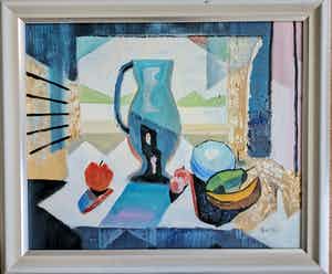 Niet of onleesbaar gesigneerd - Peter Goetz - kleurrijk stilleven verkocht voor € 1!