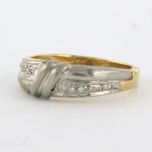 14k bicolour gouden ring bezet met briljant geslepen diamant tot. 0.15ct kopen? Bied vanaf 300!