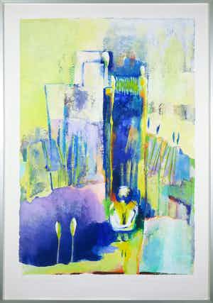 Helen Westgeest - Gemengde techniek op papier, Eén tegenover twee - Ingelijst (Groot) verkocht voor € 50!