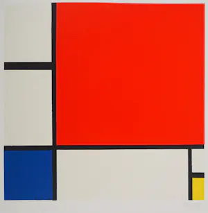 Piet Mondriaan - Compositie II in rood, blauw en geel, Gesigneerde lithografie - Certificaat kopen? Bied vanaf 129!
