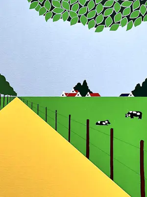 Joseph Willaert - Postzegel met landschap, Zeefdruk, Gesigneerd, 47x58 cm, 1992 kopen? Bied vanaf 490!