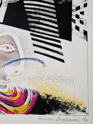 Martin Engelman - Zeer grote -1967- surrealistische kleuren-lithografie - potloodgesigneerd kopen? Bied vanaf 38!