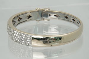 1314 - Schitterende 18 krt wit-goud en diamanten (ca. 3.20 ct!!) slaven-armband kopen? Bied vanaf 2190!