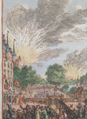 Simon Fokke - Den Haag Hofvijver Binnenhof Plundering 1770 kopen? Bied vanaf 40!
