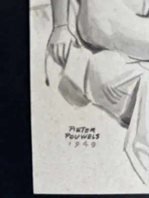 Pieter Pouwels - op stoel zittende naakte vrouw bij schaal met fruit. kopen? Bied vanaf 45!