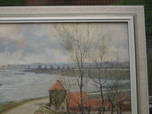 Wim van den Anker - Olieverf op doek , De Waal bij Leeuwen – GROOT - 1986 kopen? Bied vanaf 100!
