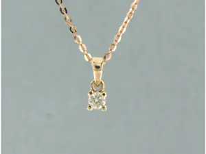 14k rosé gouden collier en solitair hanger met briljant geslepen diamant 0.10ct kopen? Bied vanaf 220!