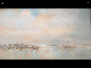 Frans de Nocker - Watergezicht . Mogelijk plas de Kaag met het Kaageiland. kopen? Bied vanaf 50!