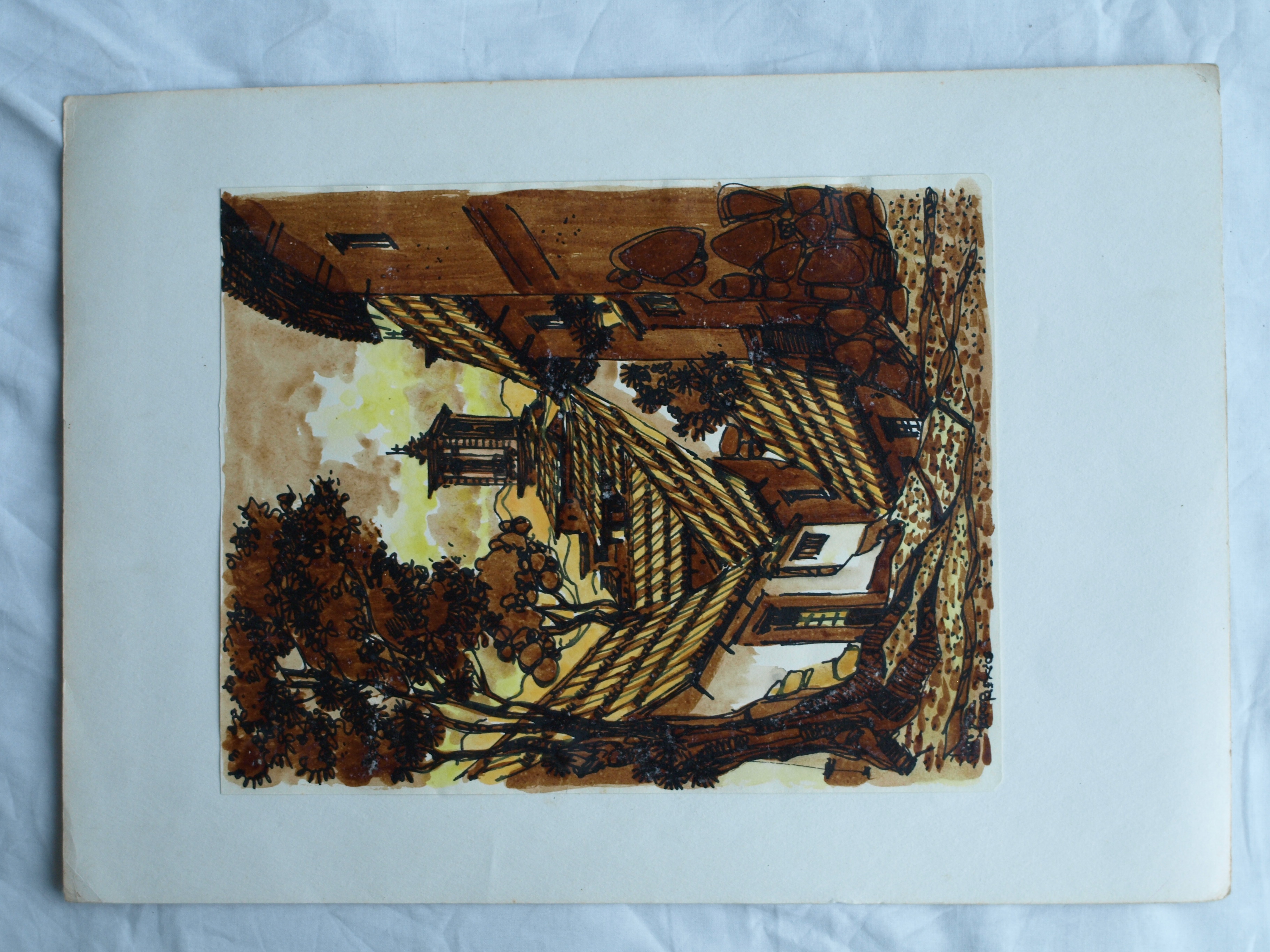 Niet of onleesbaar gesigneerd - 2 Aquarellen , Dorpsgezichten - gesigneerd kopen? Bied vanaf 1!