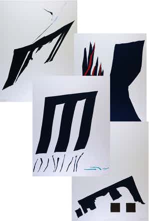 Hans Landsaat - Lot van vier zeefdrukken, Bouwwerken en een landschap verkocht voor € 40!