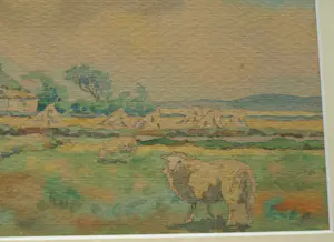 Ad Blok van der Velden - Ingelijste aquarel , Landschap Texel - 1947 kopen? Bied vanaf 250!