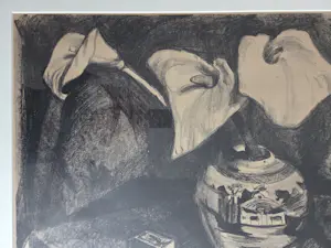 Piet van Wijngaerdt - Aronskelken in gemberpot. Prachtig ingelijst. kopen? Bied vanaf 199!