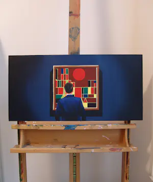 Gerard Boersma - Brug Und Sonne (Man genietend van schilderij Paul Klee) kopen? Bied vanaf 400!