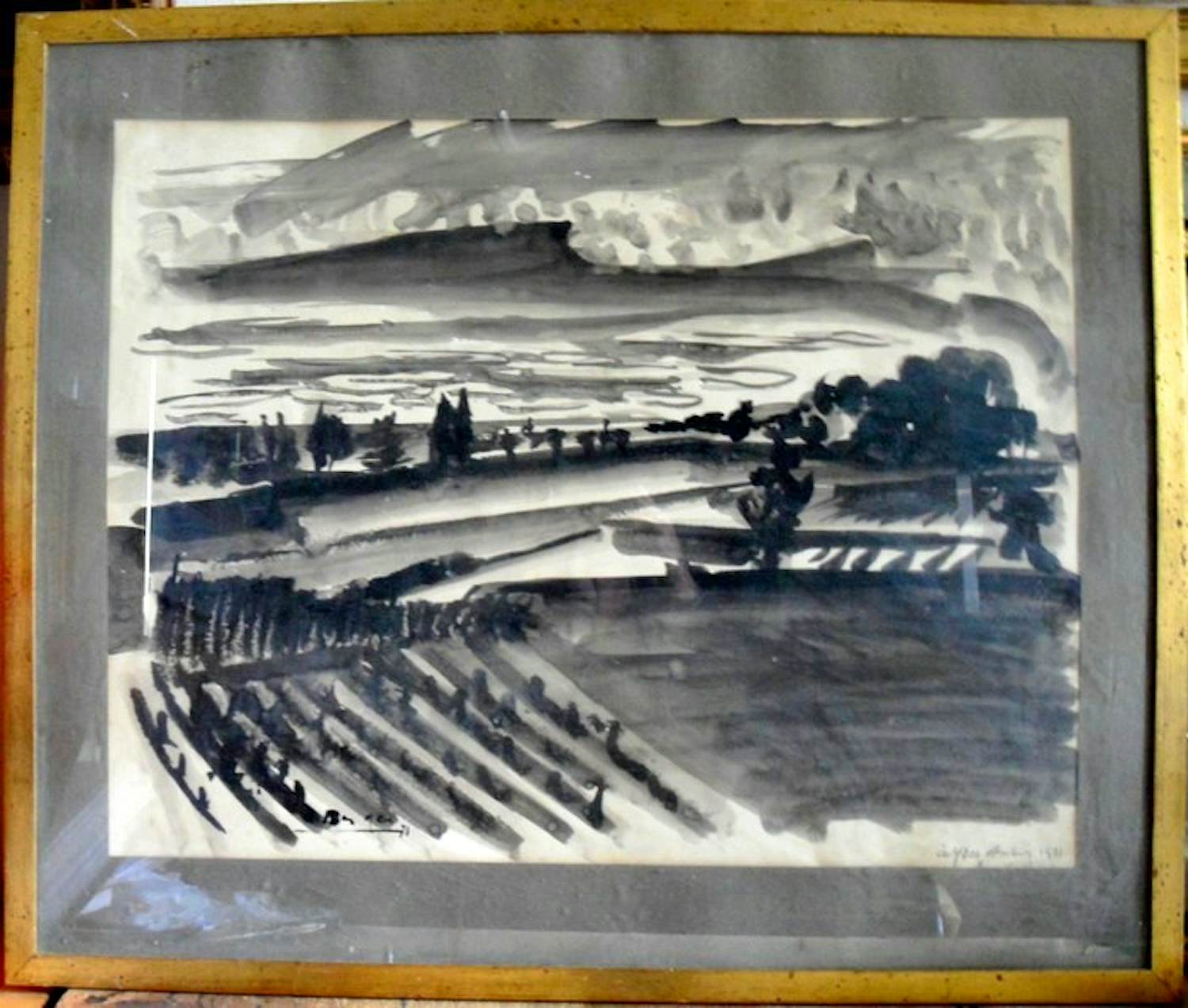 Hans Berger - Landschap van de heuvels van Satigny, kanton Genève, Zwitserland kopen? Bied vanaf 350!