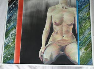 Dirk Visser - Groot, ingelijst, Gemengde techniek , ‘Gesnoerd geweten’ – 1987 kopen? Bied vanaf 50!