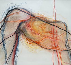 Hans Abbing - Naakte jongeman, tekening met pastelkrijt (ingelijst, groot!) kopen? Bied vanaf 1!