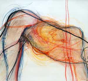 Hans Abbing - Naakte jongeman, tekening met pastelkrijt (ingelijst, groot!) verkocht voor € 1!