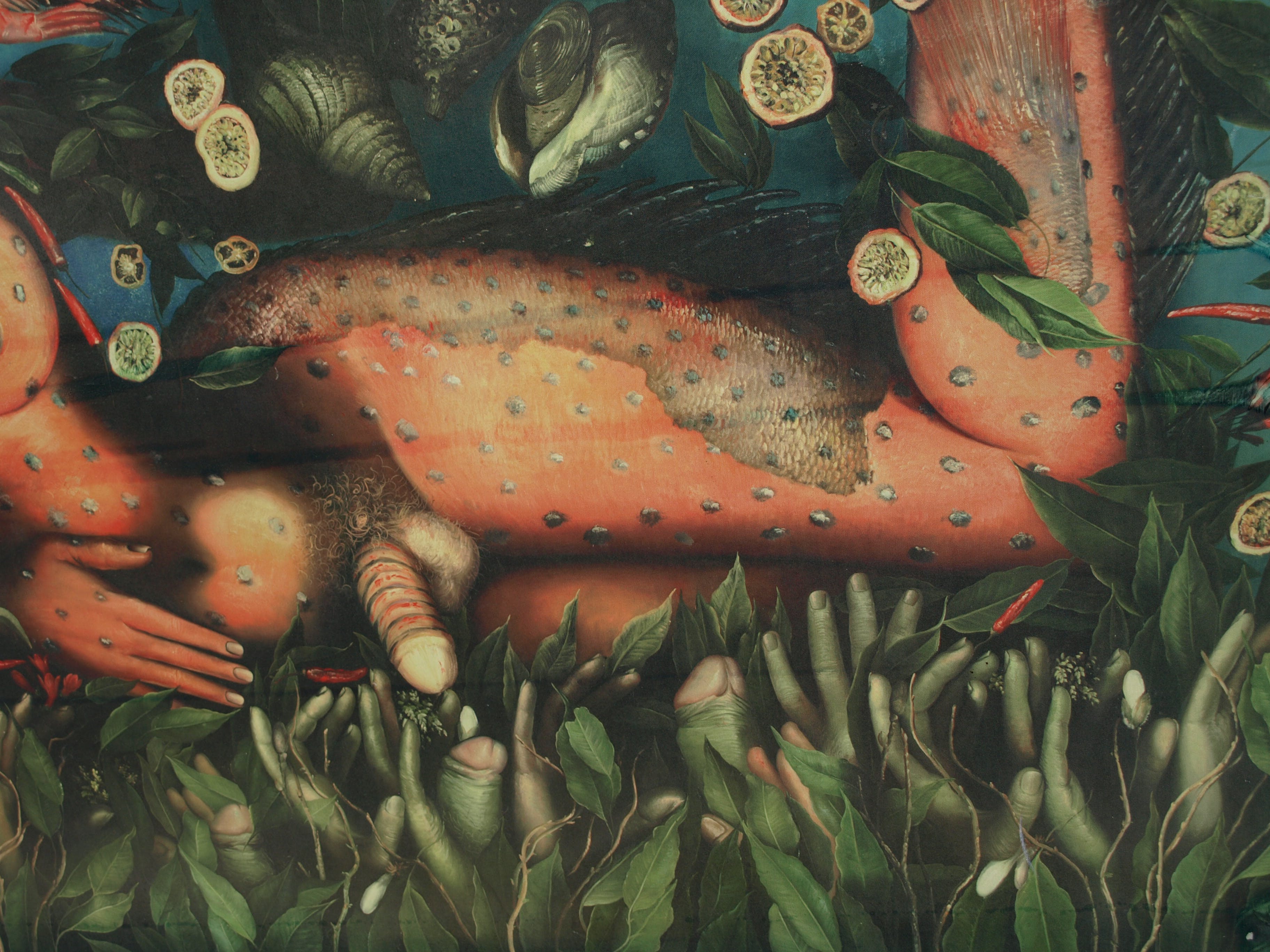 Niet of onleesbaar gesigneerd - Zeemeerman – Vissen - GROOT – 125 x 146 cm – giclee op spieraam kopen? Bied vanaf 1!