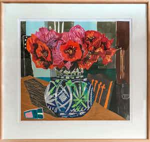 Vincent van Ojen - Stilleven - Bloemen in vaas op tafel (groot) verkocht voor € 95!