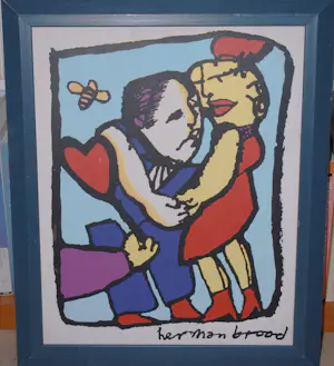 Herman Brood - " Love You " - ingelijste zeefdruk op canvas spieraam & parfumflesje kopen? Bied vanaf 125!