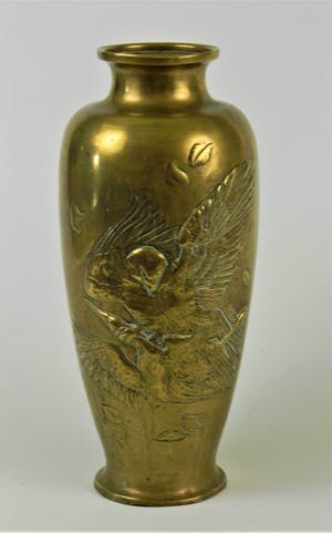 Curiosa - Grote koperen vaas met afbeelding arend vangt reiger kopen? Bied vanaf 1!