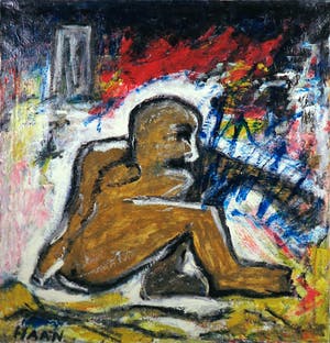 Pieter Haan - Acryl op doek, Zittend figuur kopen? Bied vanaf 1!