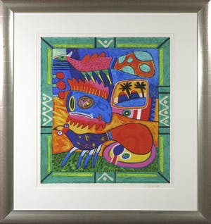 Clemens Briels - Zeefdruk, The Floating Islands from the Caribbean I - Ingelijst kopen? Bied vanaf 60!