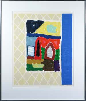 Harrie Gerritz - Zeefdruk, Zonder titel - Ingelijst verkocht voor € 50!