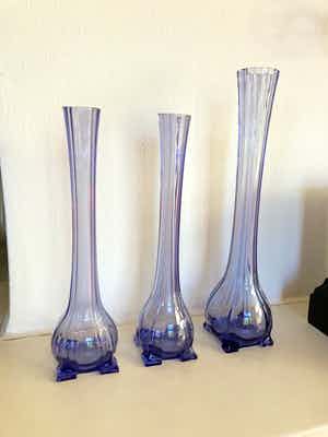 Val-Saint-Lambert - Bijzondere glasitems: 3 solifleur vazen verkocht voor € 70!