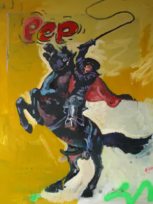 Peter Klashorst - Acrylverf op doek , Zorro, cover van ‘Pep’ nr. 8 , 1965 – 115 x 105 cm kopen? Bied vanaf 400!