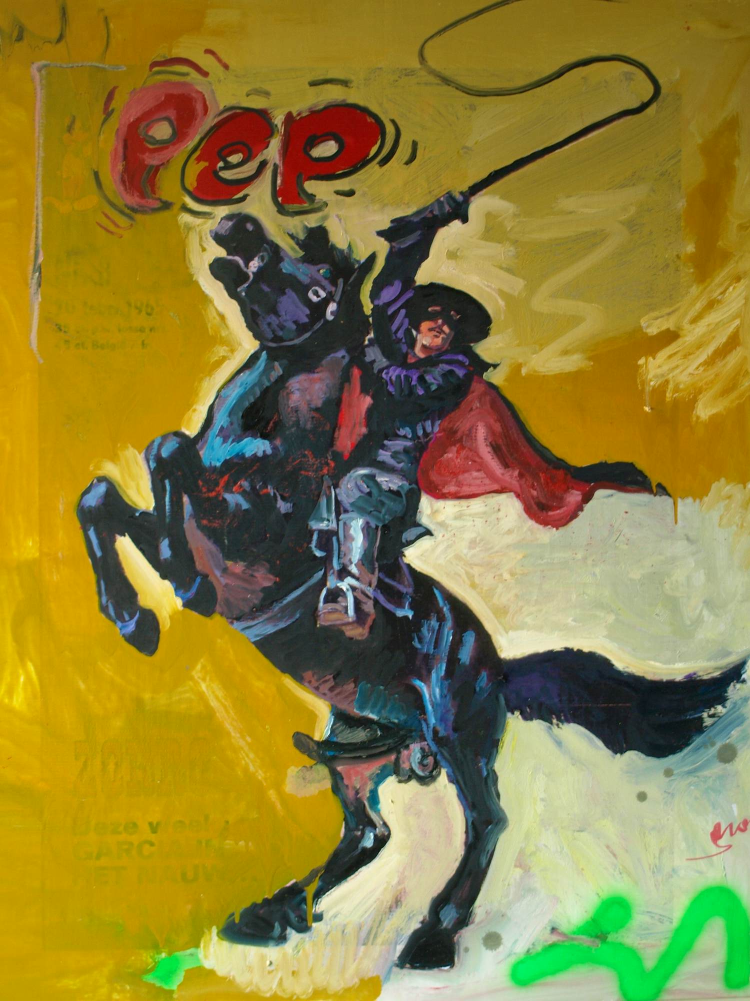 Peter Klashorst - Acrylverf op doek , Zorro, cover van ‘Pep’ nr. 8 , 1965 – 115 x 105 cm kopen? Bied vanaf 400!