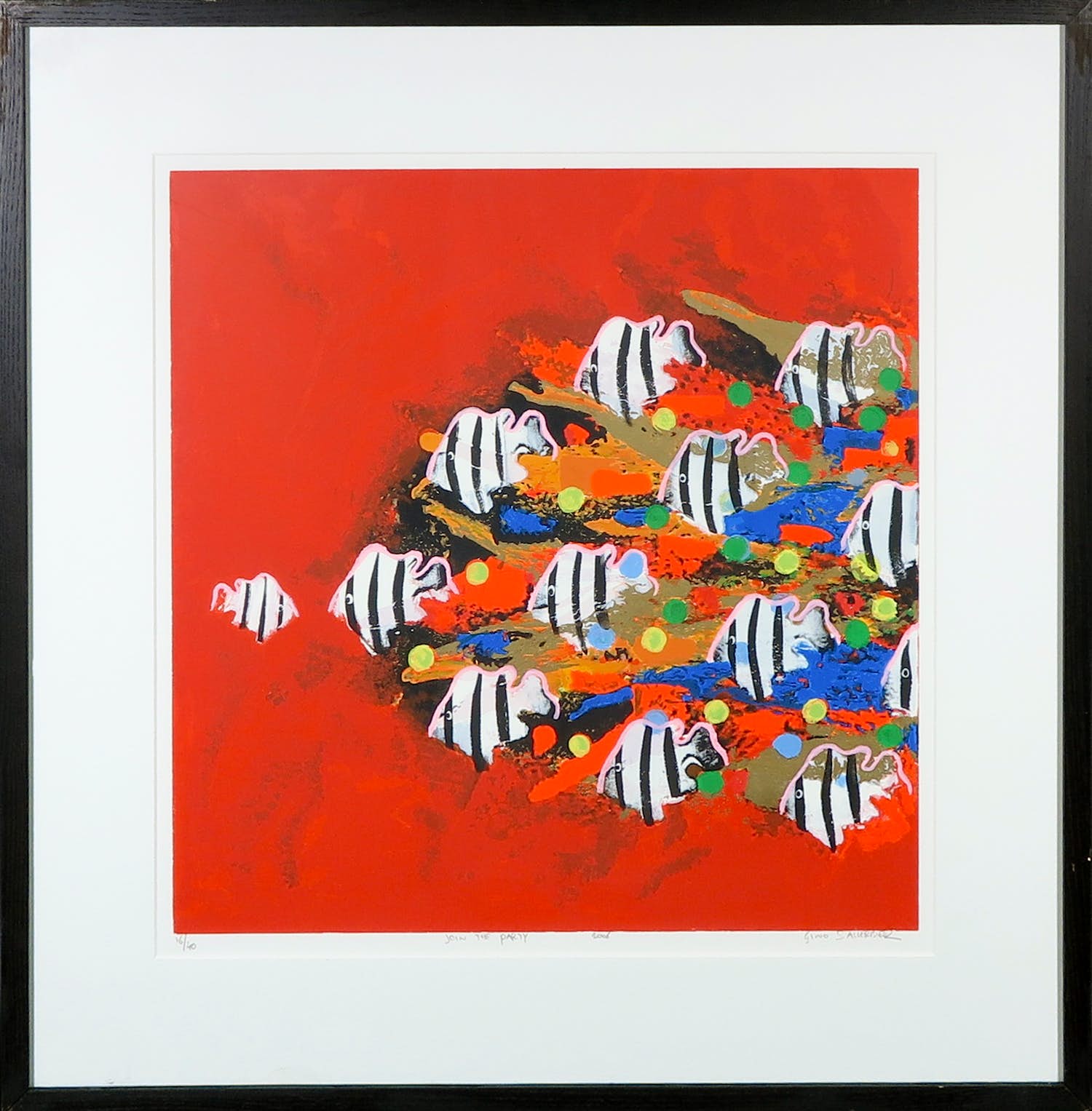 Gino Sauerbier - Zeefdruk, Join the party - Ingelijst verkocht voor € 50!