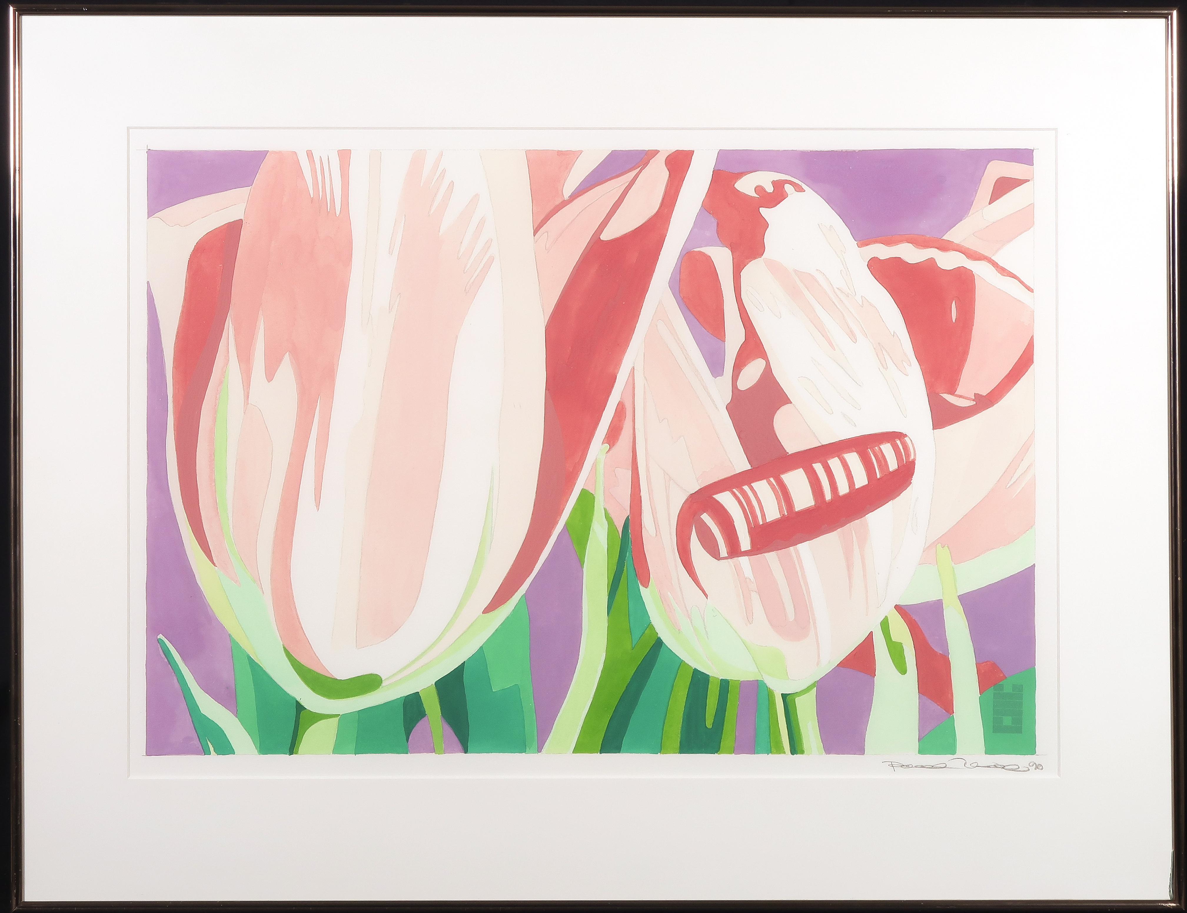 Niet of onleesbaar gesigneerd - Aquarel en potlood, Tulpen - Ingelijst kopen? Bied vanaf 1!