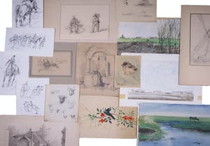 Niet of onleesbaar gesigneerd - Lot, Diverse Tekeningen en Aquarellen [16] kopen? Bied vanaf 1!