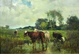 Frits Maris - olieverf op doek - landschap met koeien verkocht voor € 299!