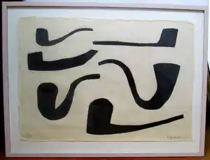 Klaas Gubbels - PIJPEN, houtsnede op Japans papier verkocht voor € 250!