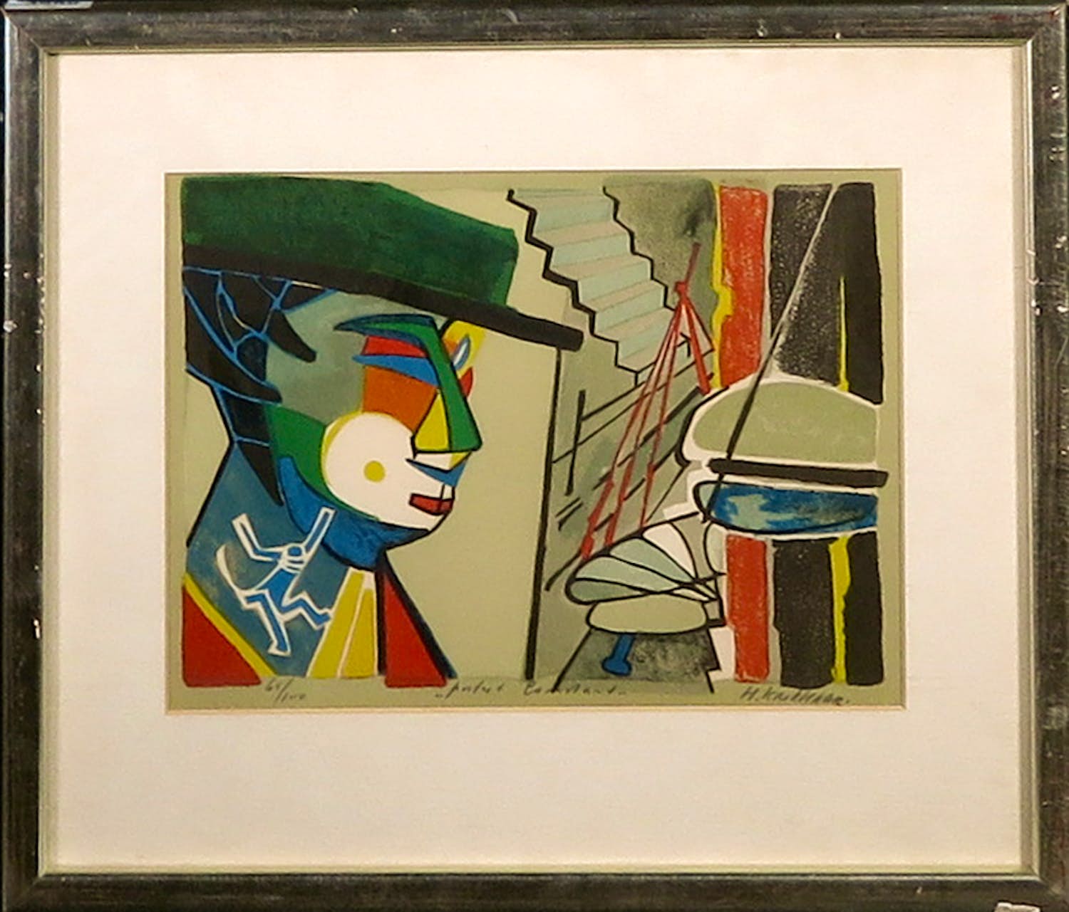 Herman Krikhaar - Zeefdruk, Portret constant - Ingelijst verkocht voor € 1!