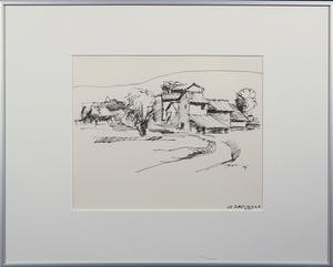 Piet Snoeren - Pentekening op papier, La Bastidonne - Ingelijst kopen? Bied vanaf 1!