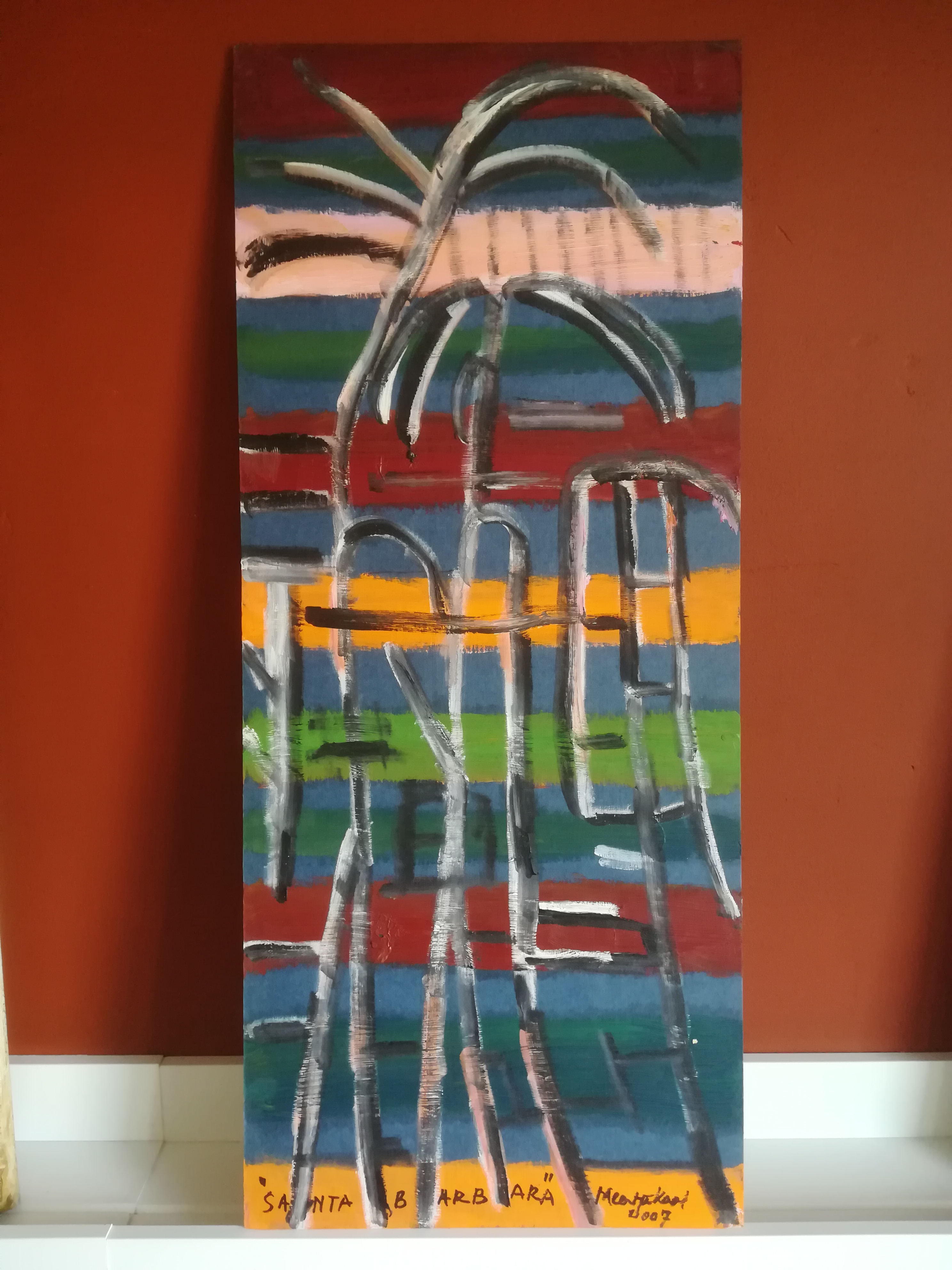 Meertje Kaal - (1930 - 2016) "Santa barbara" 2007 Acrylverf op papier  kopen? Bied vanaf 25!