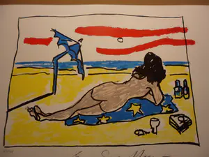 Buy Espen Hagen - Zeefdruk, "Beach ".? Bid from 40!