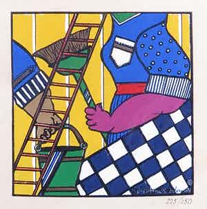 Sephina Kersten - Litho op leer, Poets - Ingelijst verkocht voor € 45!