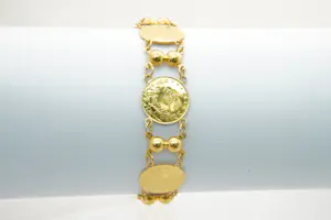 98 - Sierlijke 20 karaats geel-gouden dames armband - muntjes en balletjes kopen? Bied vanaf 780!