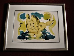 Nic Jonk - GROTE gesigneerde Litho "het Paar" - Fraai ingelijst kopen? Bied vanaf 30!