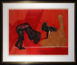 Miguel Ybanez - Olieverf op karton, Zonder titel - Ingelijst (Zeer groot) verkocht voor € 600!