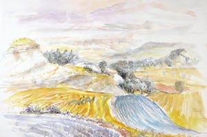 Franscz Witte - aquarel op papier, Vich Espanje kopen? Bied vanaf 1!