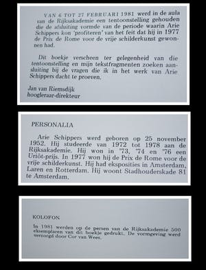 Arie Schippers - (Prix de Rome 1977) - 1 vrijwel geheel bewerkte catalogus plus div. kopen? Bied vanaf 195!
