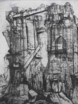 Dirkje Kuik - Afgebrand huis - Ets kopen? Bied vanaf 70!